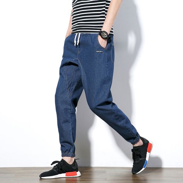 

fashion quality men denim hip-hop jeans ankle-length pants men's casual jeans pants men trousers for man mens joggers sweatpants, Blue