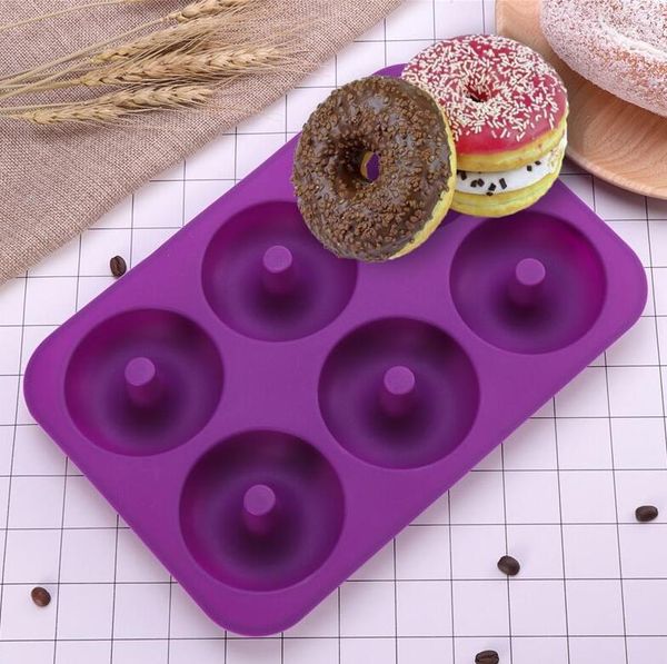 6 cavidade antiaderente donut mold donut muffin bolo de silicone donut bakeware molde de cozimento molde pan eea219 15 pcs