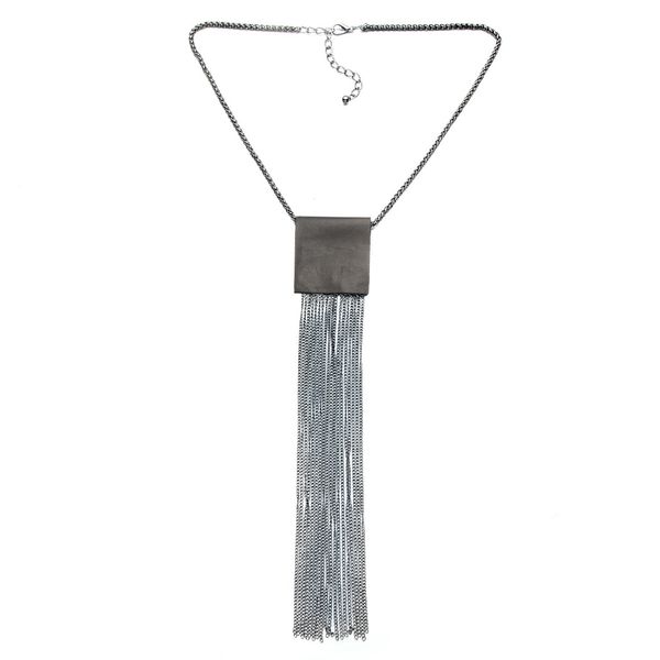 

whole salefashion gun black metal tassel choker necklace women long tassel chain pendants necklace vintage collar personality womenjewlery, Silver