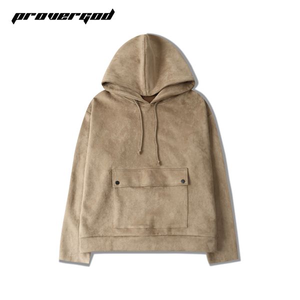 

provergod hoodies men thick hood high street pullover cotton sweatshirt fashion hip hop streetwear casual pocket hoodie autumn, Black