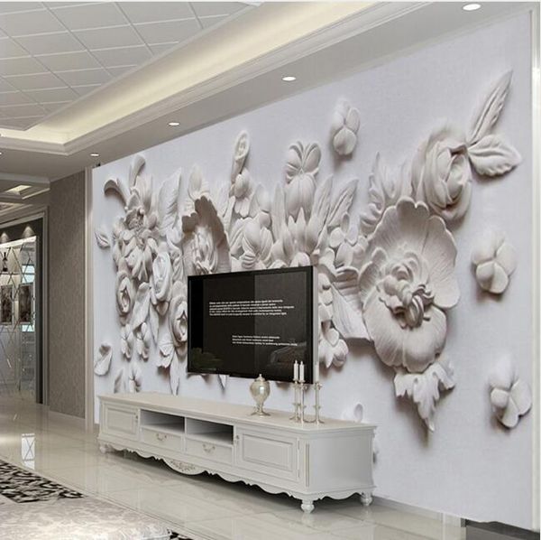 

custom p wallpaper european style 3d stereoscopic relief flower wall mural paper living room bedroom bedside wall painting