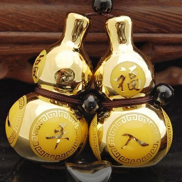 Chinese Style Car Interior Accessories Ornaments Gold Plated Double Gourd Lucky Entry Car Pendant Car Interior Parts Car Interior Parts For Sale From