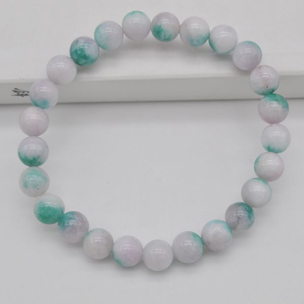 

8mm jad e stone round beads bracelet bangle stretch jewelry 8 inch wg006, Black
