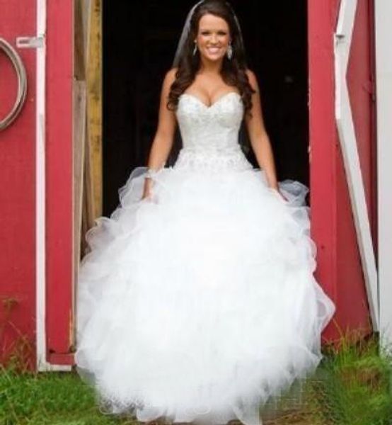 2018 Bling Sweetheart Ball Gown Organza Country Western Style