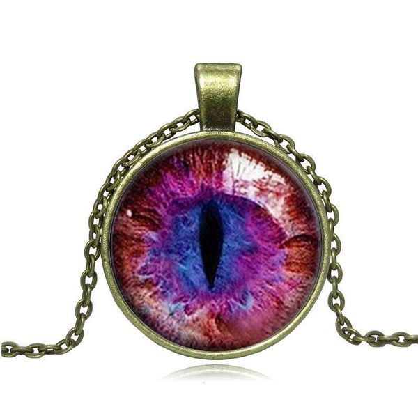 

necklaces mens three-dimensional pendant colorful eye pendant glass cabochon dome necklaces men jewelry, Silver