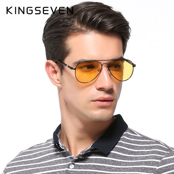 

kingseven mens hd night driving glasses polarized anti-glare rain day night vision sunglasses outdoor yellow lens sunglasses, White;black