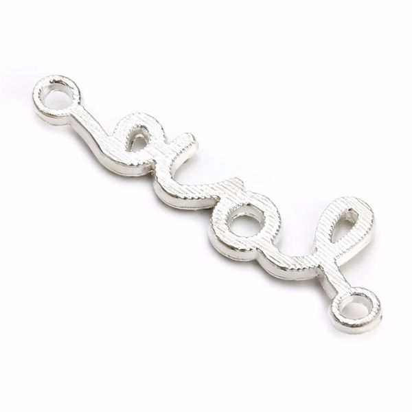 

10pcs/bag 11*39mm new crystal long sideways curve love connector charm for bracelets f475, Black