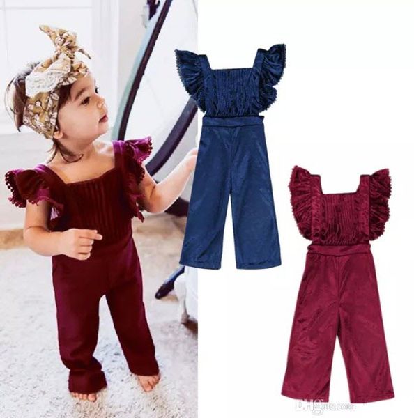 

Мода малыш новорожденных девочек одежда летающие рукава оборками спинки бархатн