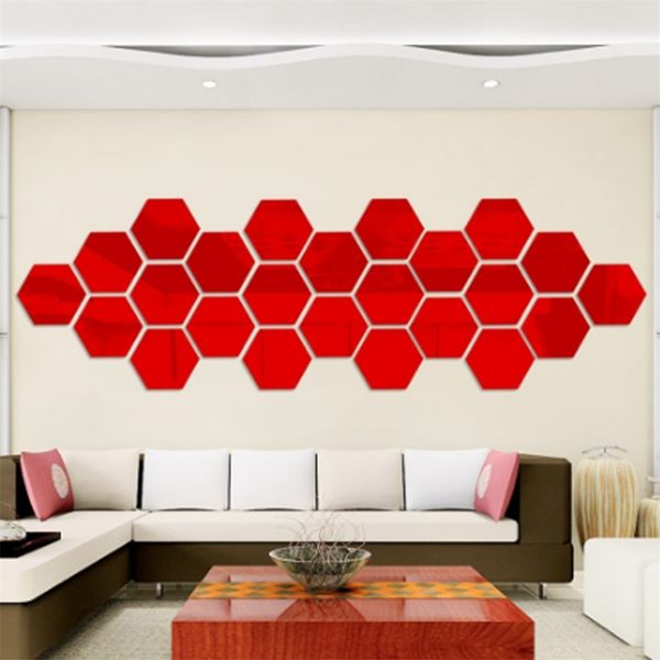 Hexagonal Box Stereoscopic Character Decorative Mirror Wall Stickers Living Room Decor Large Decorative Mirror Large Decorative Mirrors From Shutie