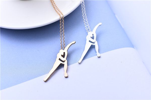 

european and american popular gold and silver minimalist skater boy pendant link chain creative cute jewelry necklace mother's day gift