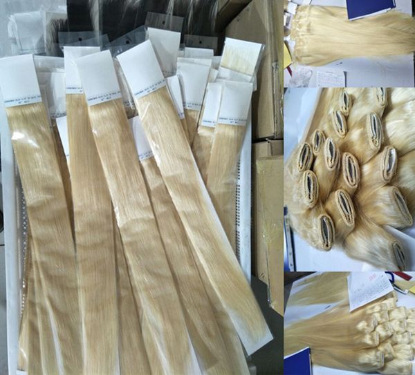 Elibess Brand100g Bundle Wave Straight Wave Bionda Colore 613 Virgin Human Hair pezzi non trasformati con i capelli russi senza trama