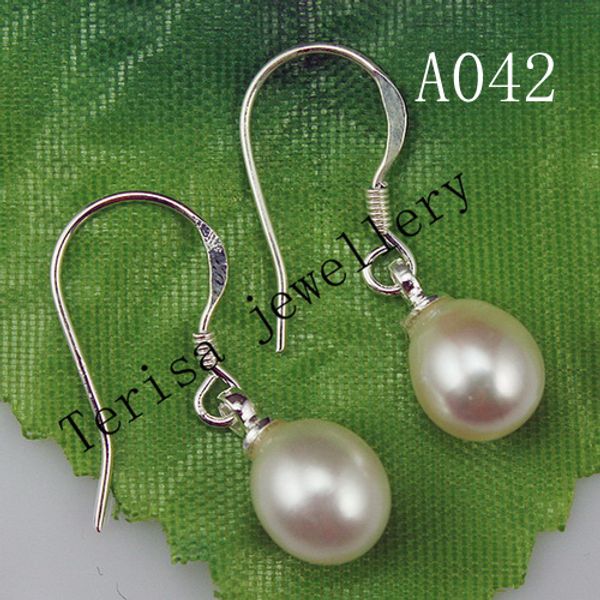 

new a042# pearl earring white color size 7mm length 2.5inch 925 silver dangle pearls earring