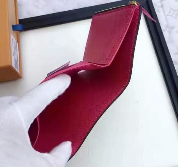 

classic wallet zipper printed high 41938 quality women short women's victorine color bag leather handbag pocket candy hcmns, Red;black