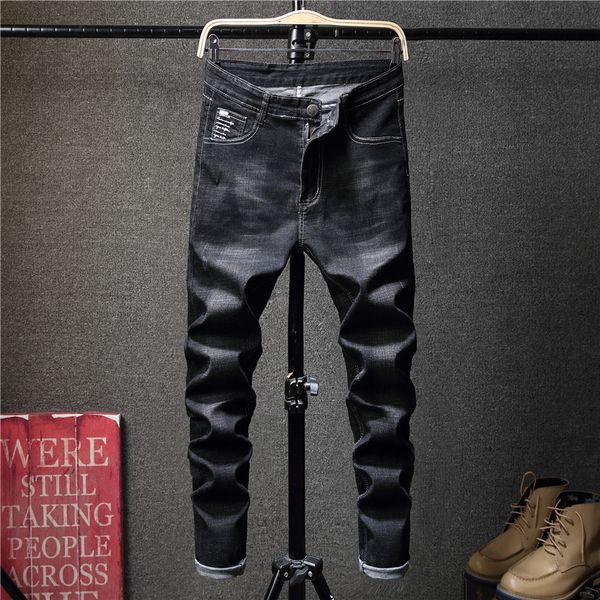 

Black Skinny Jeans Men letter print Stretch Denim Jeans Man Elastic Casual Slim Jean Pants Male Quality Homme