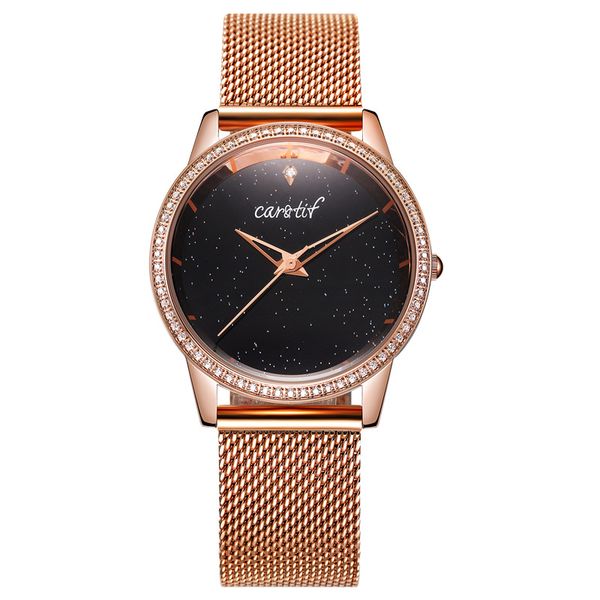

carotif wengle new casual starry sky diamond simple waterproof mesh belt luxury gift dress quartz watch, Slivery;brown