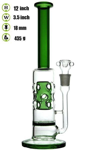 

Green honeycomb Glass Bong recycler water pipe hookahs with 18mm bowl