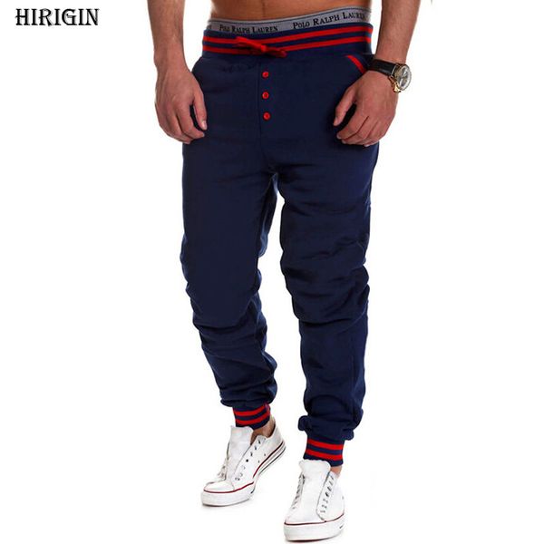 

hirigin men pants hip hop harem joggers pants 2017 male trousers mens joggers solid sweatpants, Black