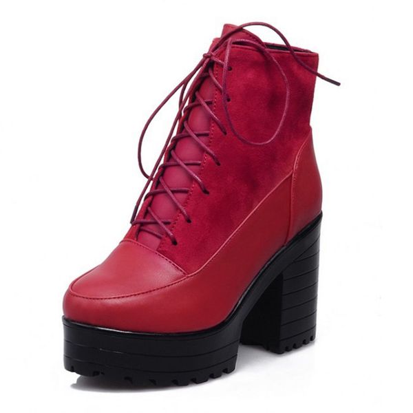 

2018 large sizes 34-43 dropship platform woman fashion boots women shoes woman fashion winter square high heels boots, Black