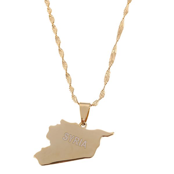 

stainless steel stainless steel syria map flag gold color charms pendant syrians jewellery middle east jewelry, Silver