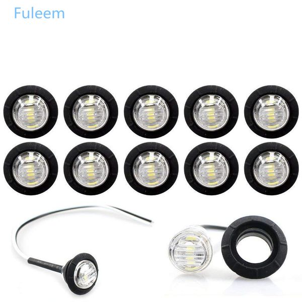 

red 10pcs mini light led fuleem white 3/4inch cover lens side 12v marker trailer amber for bullet parking trailer truck bus kwpjh