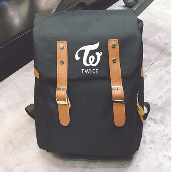 

youpop kpop twice canvas multicolor bag jewelry admission package new fashion backpack bags sjb640, Black;white