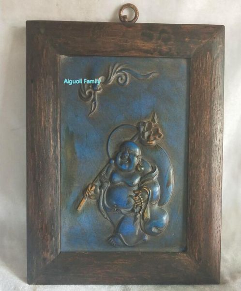 

art collection chinese hanmade old blue stone carving maitreya buddha wall hanging,home wall decoration craft