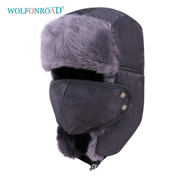 

wolfonroad men women winter outdoor sport fleece hat ear protection mask hiking camping skiing trekking climbing hats l-cy-01, Black;white