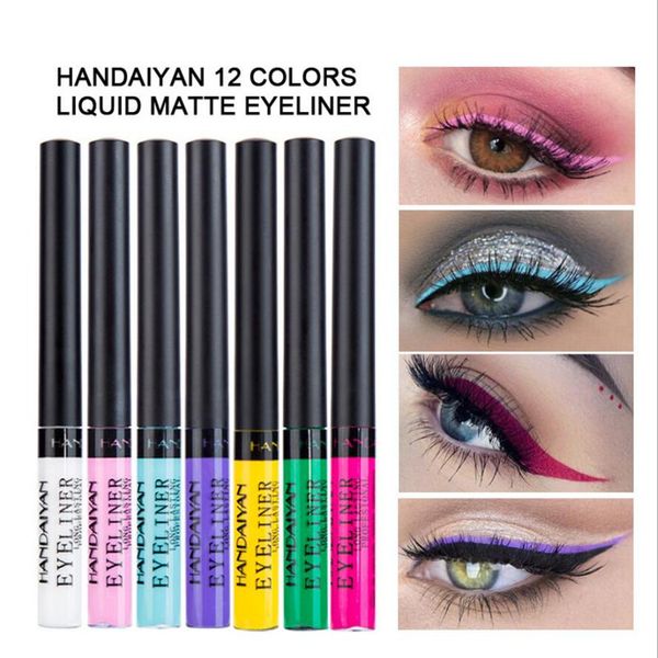 HANDAIYAN Matte Eyeliner Olhos Maquiagem Oogpotlood Waterproof Liner Pour Yeux Branco Blue Eye Liner líquido para o partido Mat Eyeshadow