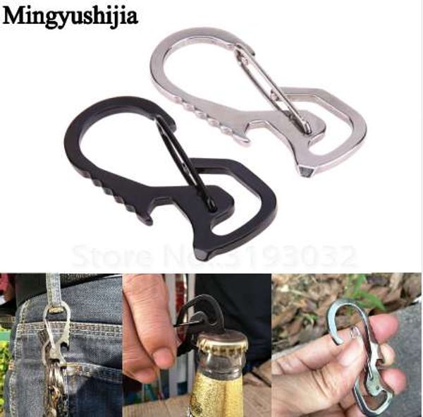 Carabiner de aço inoxidável portátil Mini Chaveiro Chaveiro Multi-função Chave Chave Clipe Bushcraft Outdoor Edc Camp Tool