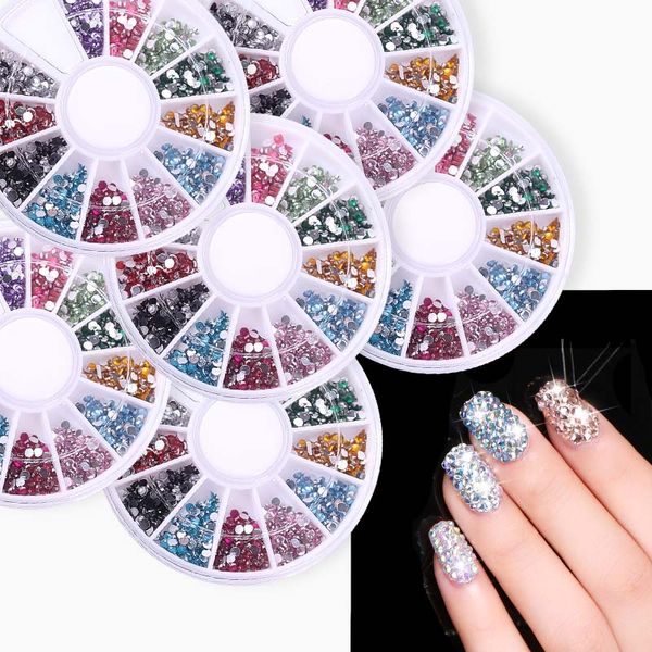 

yinikiz 12 colors nail rhinestones 1.5/2mm acrylic nail art rhinestones decoration for uv gel accessory diy tools, Silver;gold