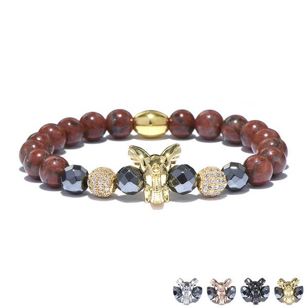 

red natural stone elephant bracelets for women men jewelry druzy gifts hematite beaded bracelets & bangles homme pulseras, Black