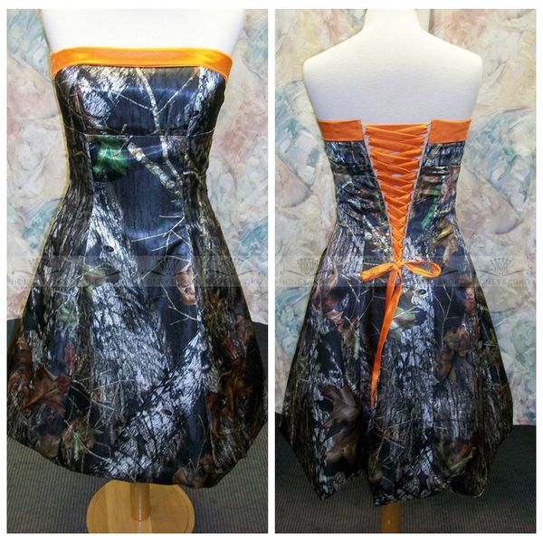 

2018 sale strapless camo full short bridesmaid dresses mini lace up back vestidos de bridesmaid dress honor of maid custom country, White;pink