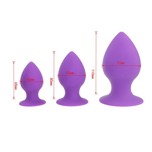 S M L Comfortable Silicone Anal Plug Suction Cup Big Butt Plug