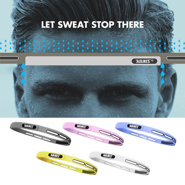 

aolikes men women sports hair bands elastic pilates yoga silicone guiding belt sweat head band headwear sweatband gym protector, Yellow;black