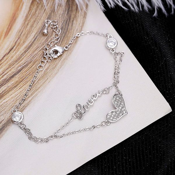 

italian fashion simple heart shape design crystal bracelet birthday party exquisite handmade jewelry gift accessories, Golden;silver