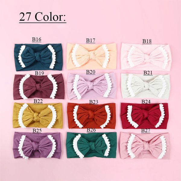 

newborn solid color bow elastic hair band girls turban knot headbands children headwear baby hair accessories, Silver