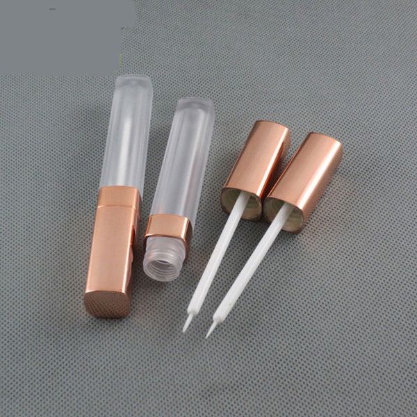 300 Stück 5,5-ml-Flüssigkeits-Eyeliner-Flasche mit goldenem Rosendeckel, quadratische mattierte Augengeltube, Wimpernwachstums-Flüssigkeitskosmetikbehälter