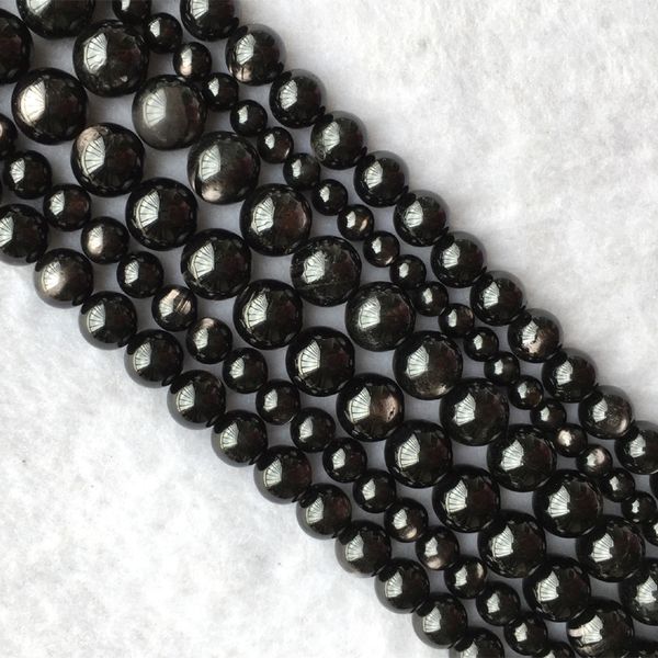 

natural genuine black hypersthene round loose stone jewelry gemstones beads 4-12mm 15.5" 05654