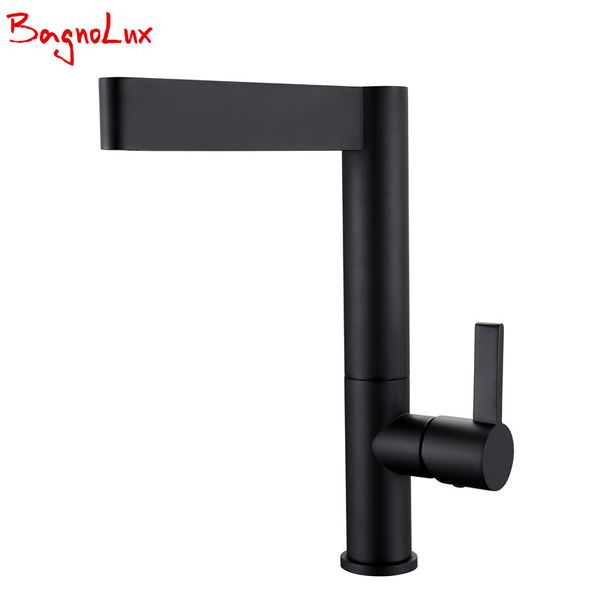 

bagnolux 100% solid brass 360 degree swivel and cold kitchen faucet with lever handle matt black mixer tap