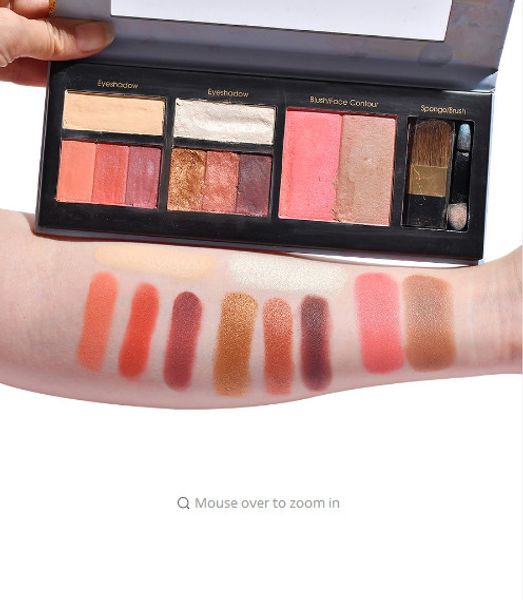 

sunamcome professional eye makeup pallete 10 colors bake eyeshadow glitter shadow palette highlighter blush with brush kit es601