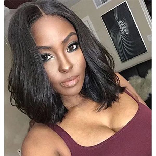 Natural Wavy Short Hair Lace Front Wigs For Black Woman Brazilian