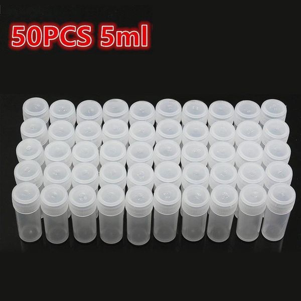 Desconto 50 pçs / set 5g ferramentas de medição transparente Volume Plástico amostra de amostra 5ml pequeno frasco frasco recipiente de armazenamento doméstico