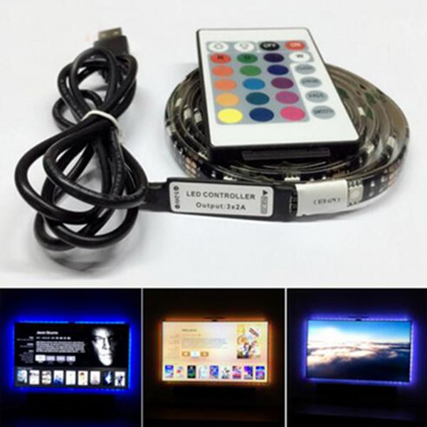 

Dc 5v u b led trip 5050 waterproof rgb led light flexible 50cm 1m 2m 3m 4m 5m add remote for tv background lighting