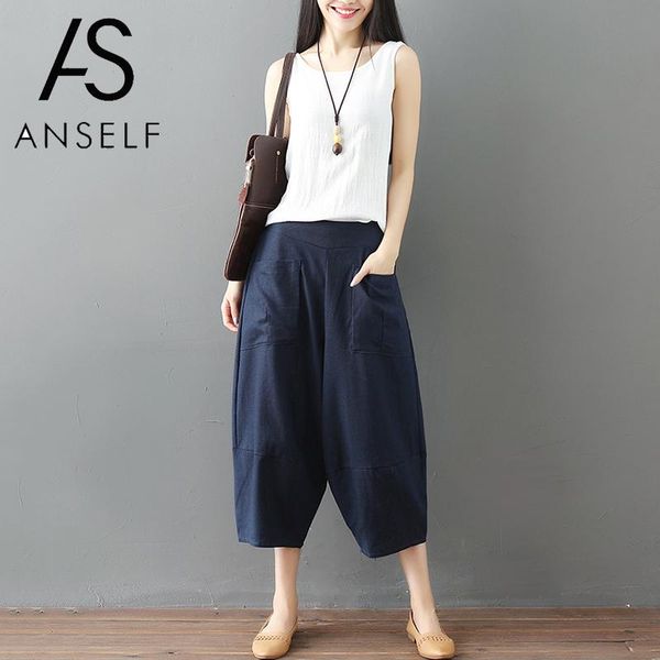 

oversize joggers women wide legs pants female harem pants elastic waist pockets ethnic baggy loose casual tapered trousers, Black;white