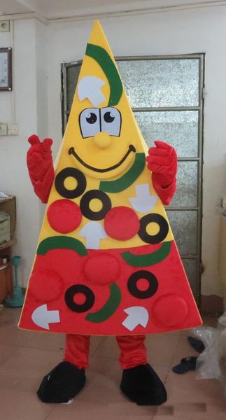 

2018 happy face pizza mascot costume for to wear for sale, Red;yellow