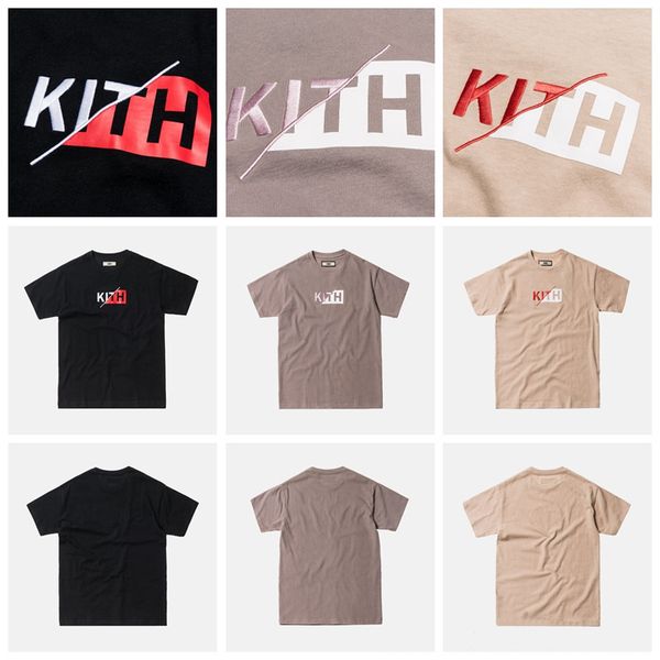 

18SS Box Kith Slash Classic Logo Tee Luxury Casual Simple Street Skateboard T-shirt Men Women Summer Solid Color Short Sleeves HFYMTX171