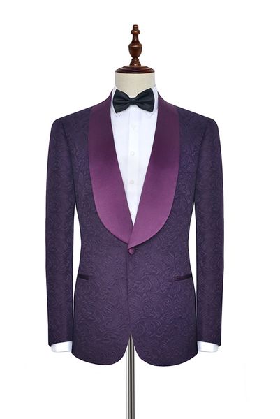 

new arrival groomsmen shawl purple lapel groom tuxedos one button men suits wedding/prom man blazer ( jacket+pants+bow tie ) m74, Black;gray