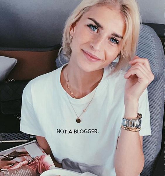 

not a blogger letters print women t shirt, White