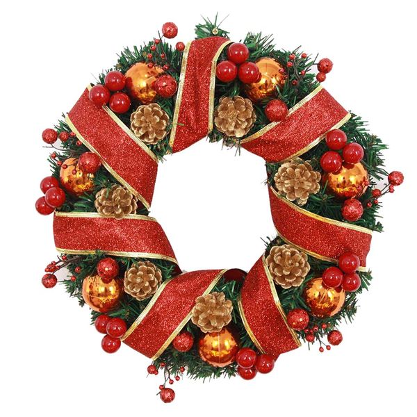 40cm Christmas Wreath Wall Home Door Decoration Pine Nuts Ball