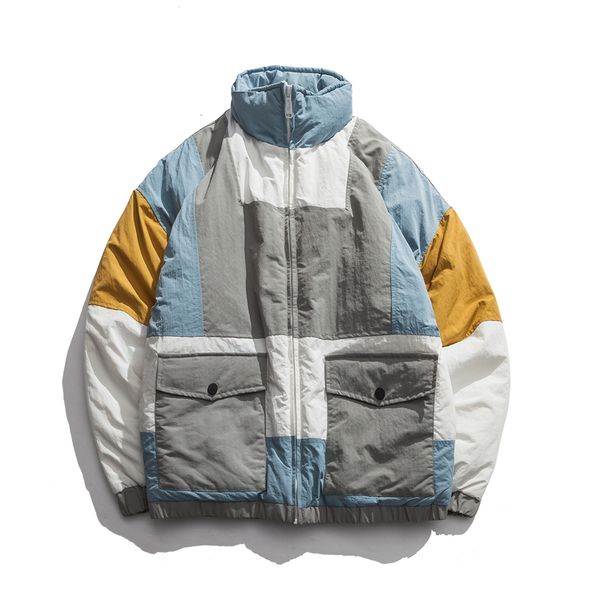 

drop shipping men winter jackets hip hop streetwear cotton padded warm vintage parkas outwear overcoat abz91, Black